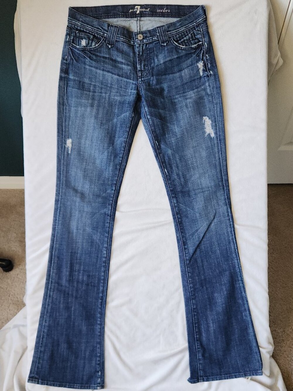 Seven For All Mankind - Rocker - Bootcut in New York Dark Wash - Frayed Hem